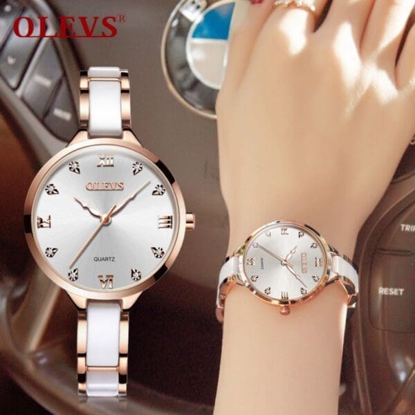 Olevs 5872 Stainless Steel Analoge Wrist Watch For Women - Image 2